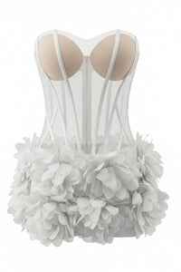 Strapless Corset Floral Ruffle Dress