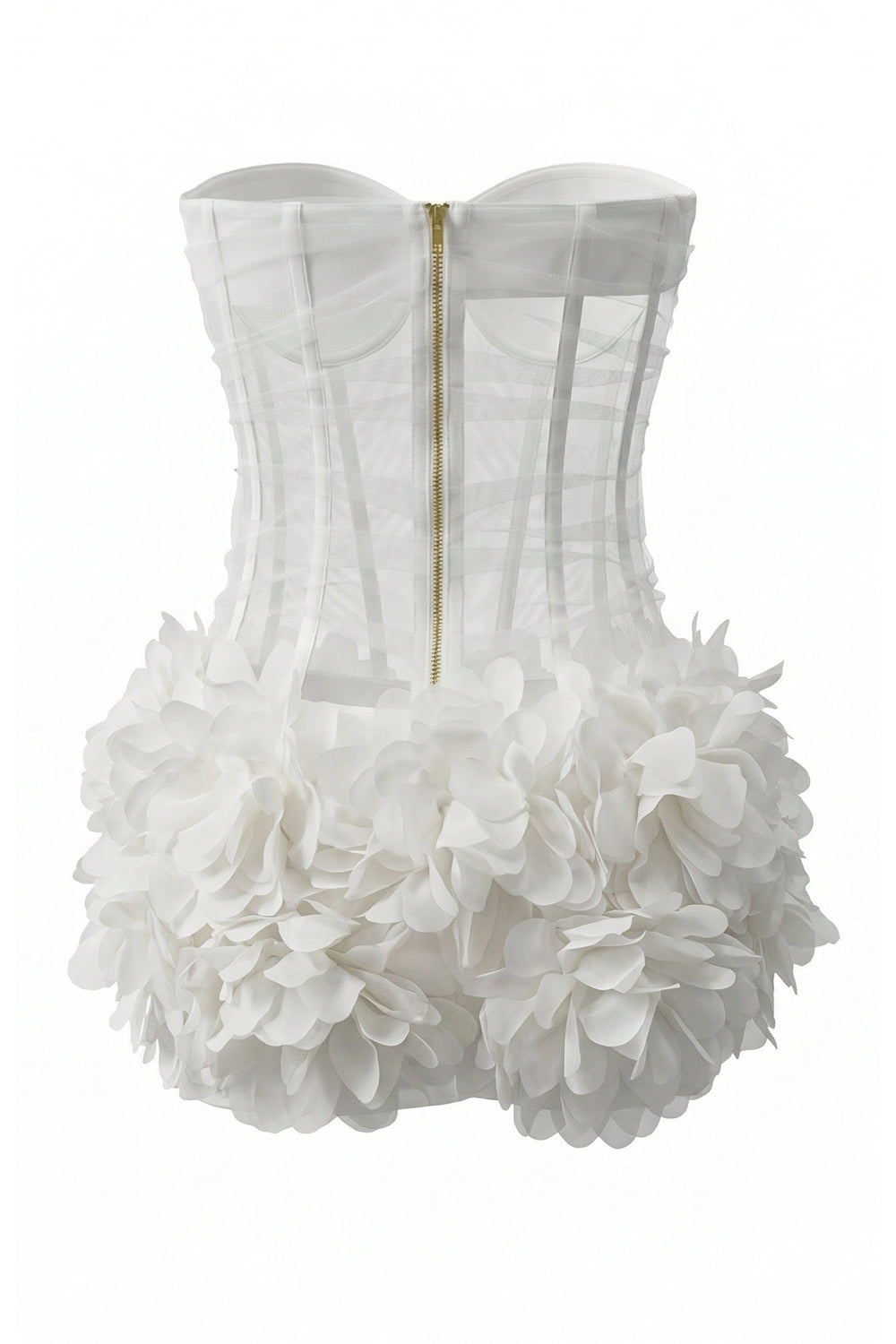 Strapless Corset Floral Ruffle Dress