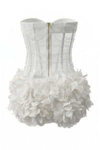 Strapless Corset Floral Ruffle Dress