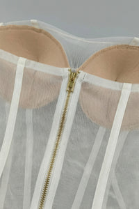 Strapless Corset Floral Ruffle Dress