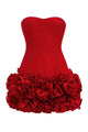 Strapless Corset Ruffled Floral Mini Dress