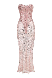 Strapless Corset Sequin Gown