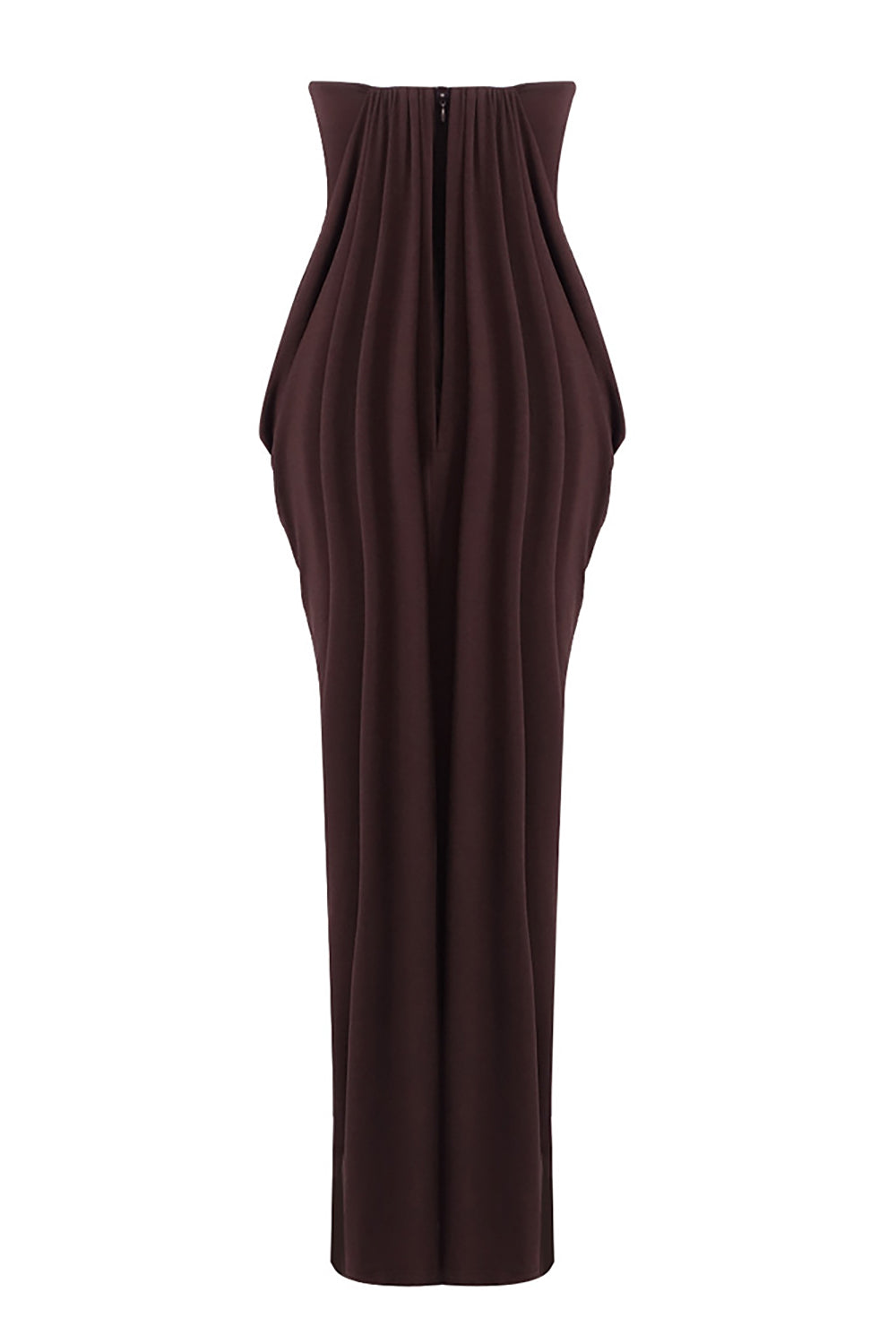 Strapless Crepe Maxi Dress in Brown