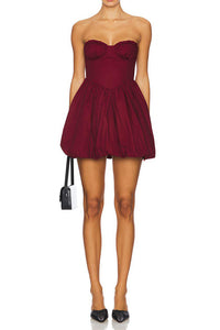 Strapless Dress Ruched Mini Dres