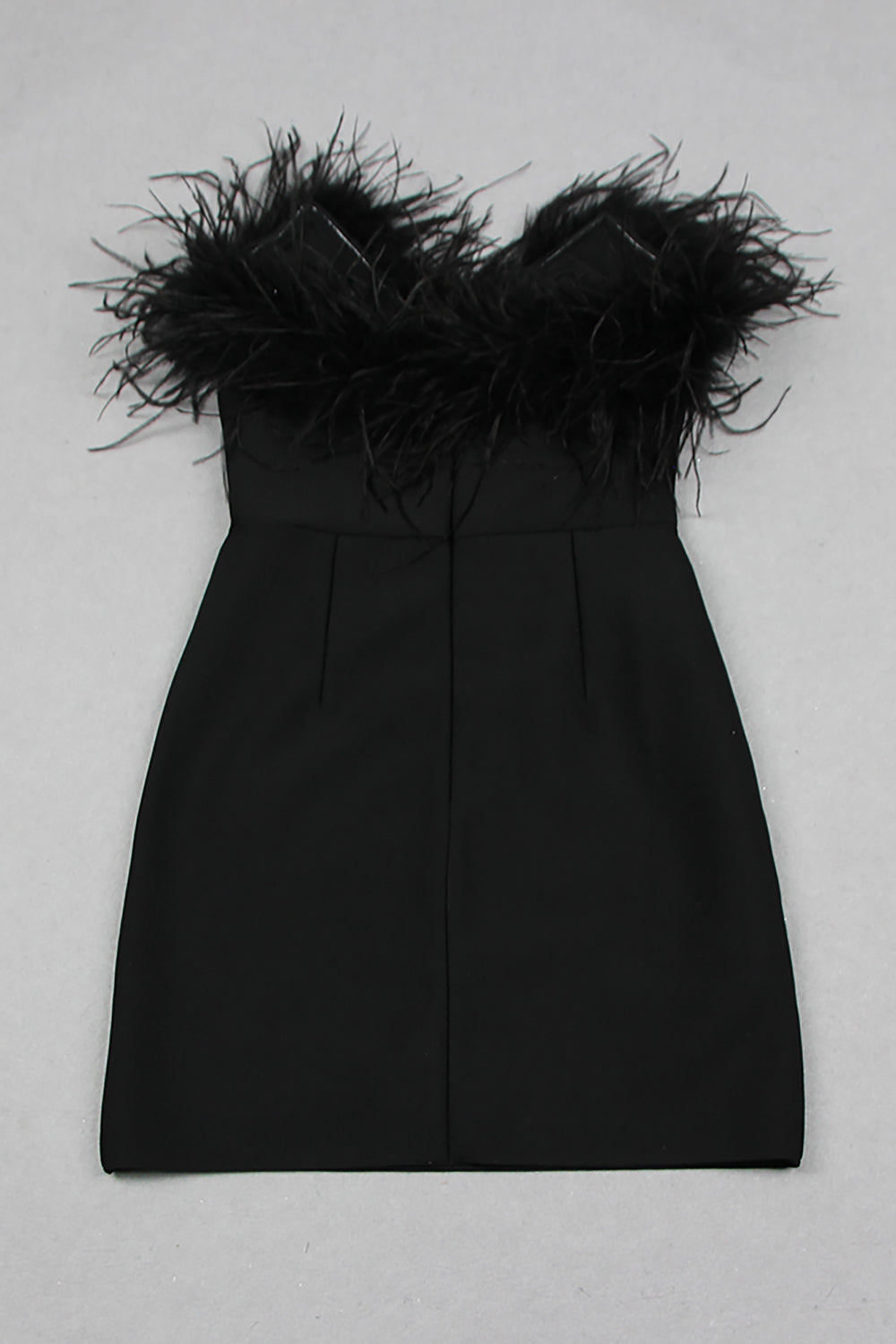 Strapless Feathers Trim Mini Bandage Dress IULOVER Strapless Feathers Trim Mini Bandage Dress IULOVER