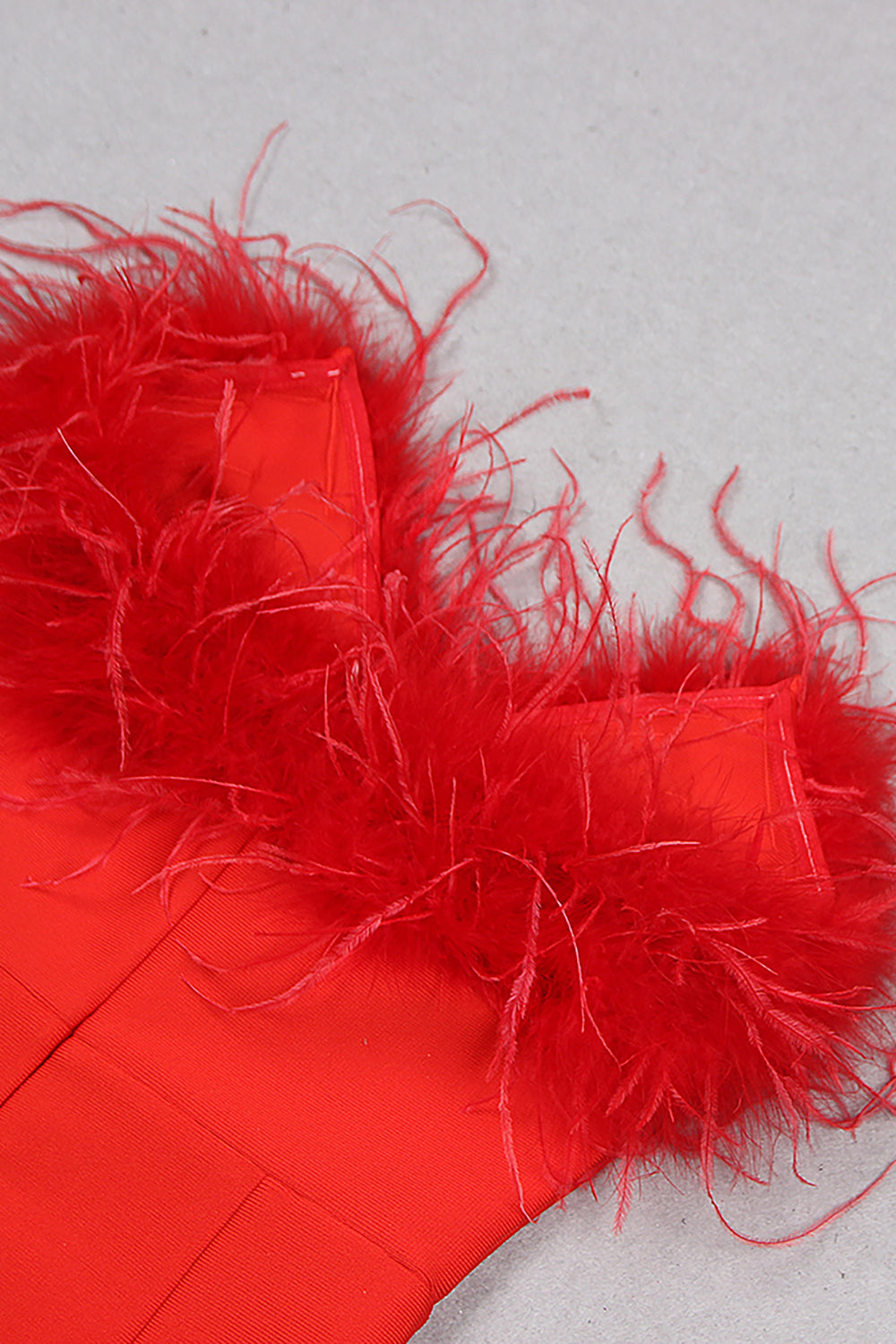 Strapless Feathers Trim Mini Bandage Dress