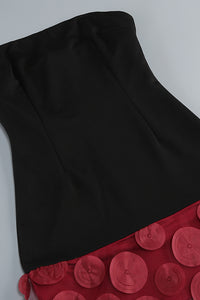 Strapless Flare Maxi Dress in Burgundy