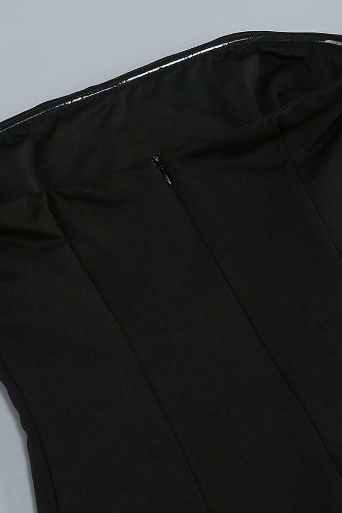 Strapless Flare Maxi Dress in Burgundy