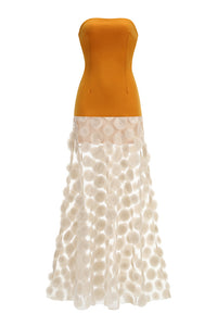 Strapless Flare Maxi Dress in Orange