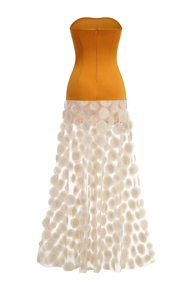 Strapless Flare Maxi Dress in Orange