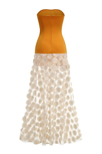 Strapless Flare Maxi Dress in Orange