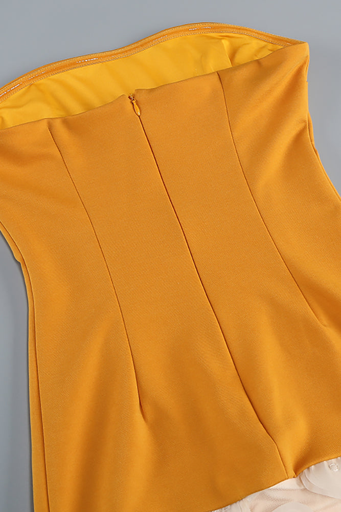 Strapless Flare Maxi Dress in Orange