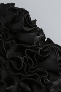 Strapless Floral Bustir Flare Tulle Trousers Set in Black