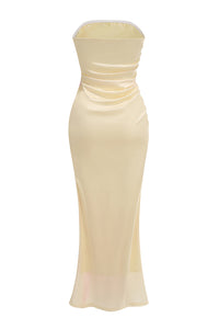 Strapless Floral Print Gown