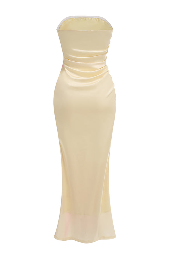 Strapless Floral Print Gown