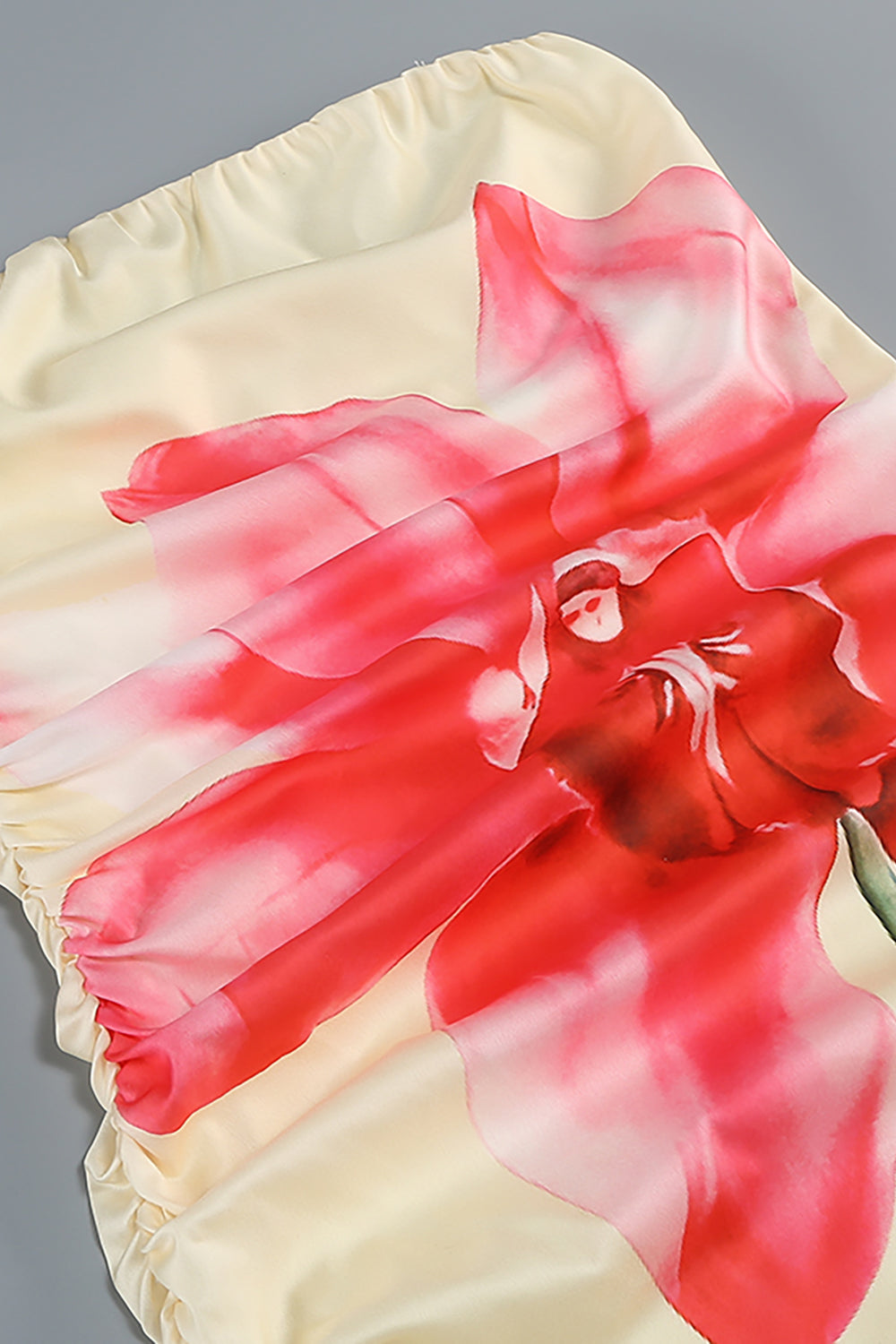 Strapless Floral Print Gown