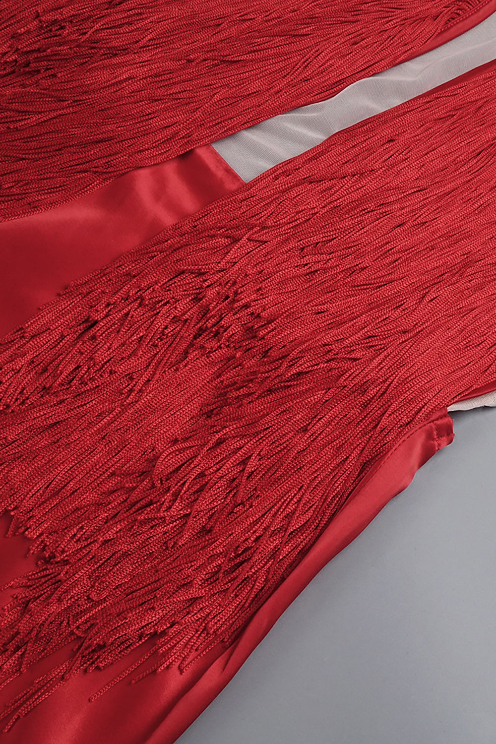 Strapless Fringe Maxi Dress with Fur Collar