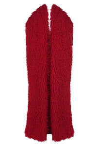 Strapless Fringe Maxi Dress with Fur Collar