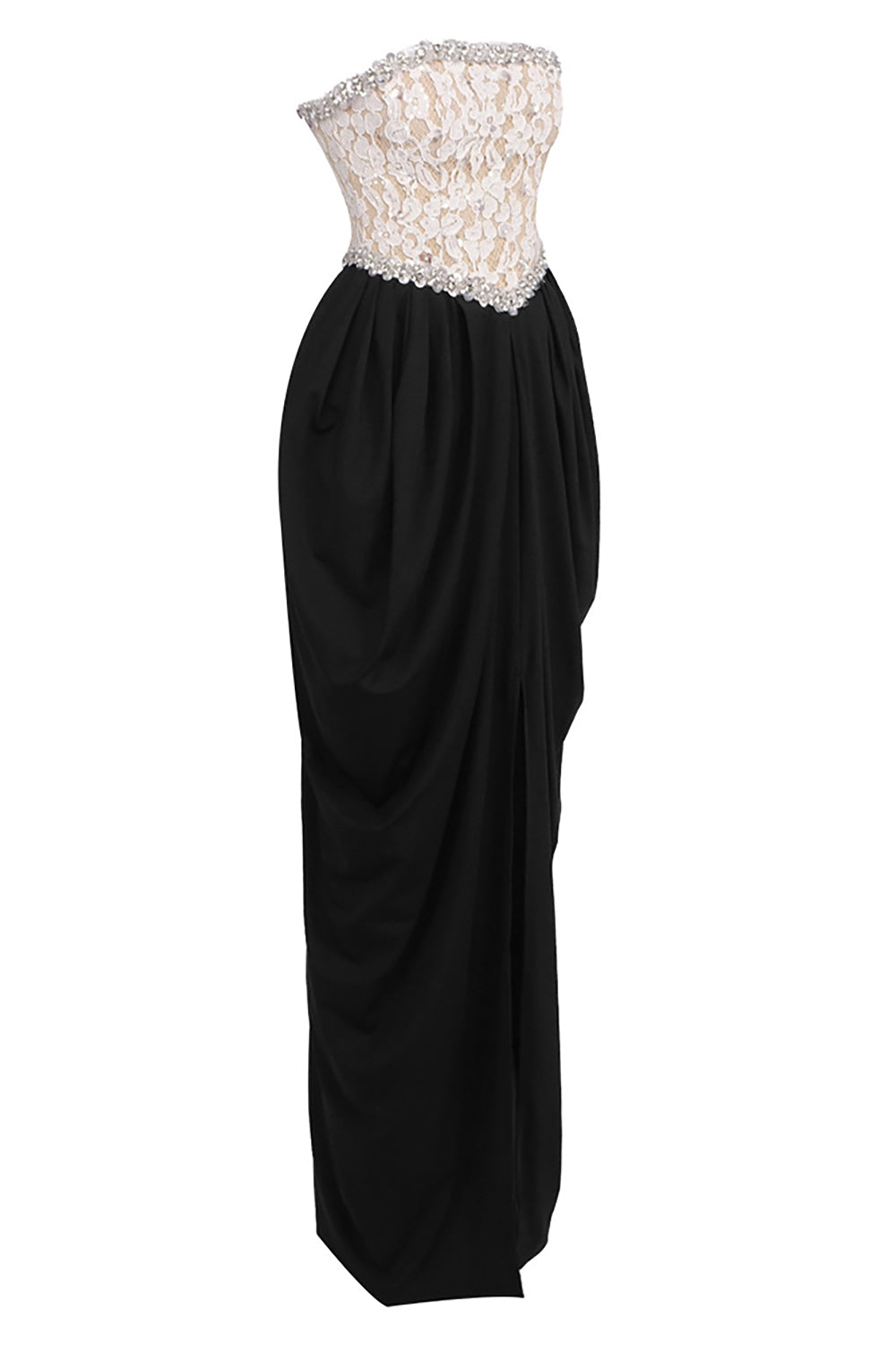 StraplessLace-Paneled Maxi Dress