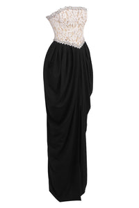 StraplessLace-Paneled Maxi Dress