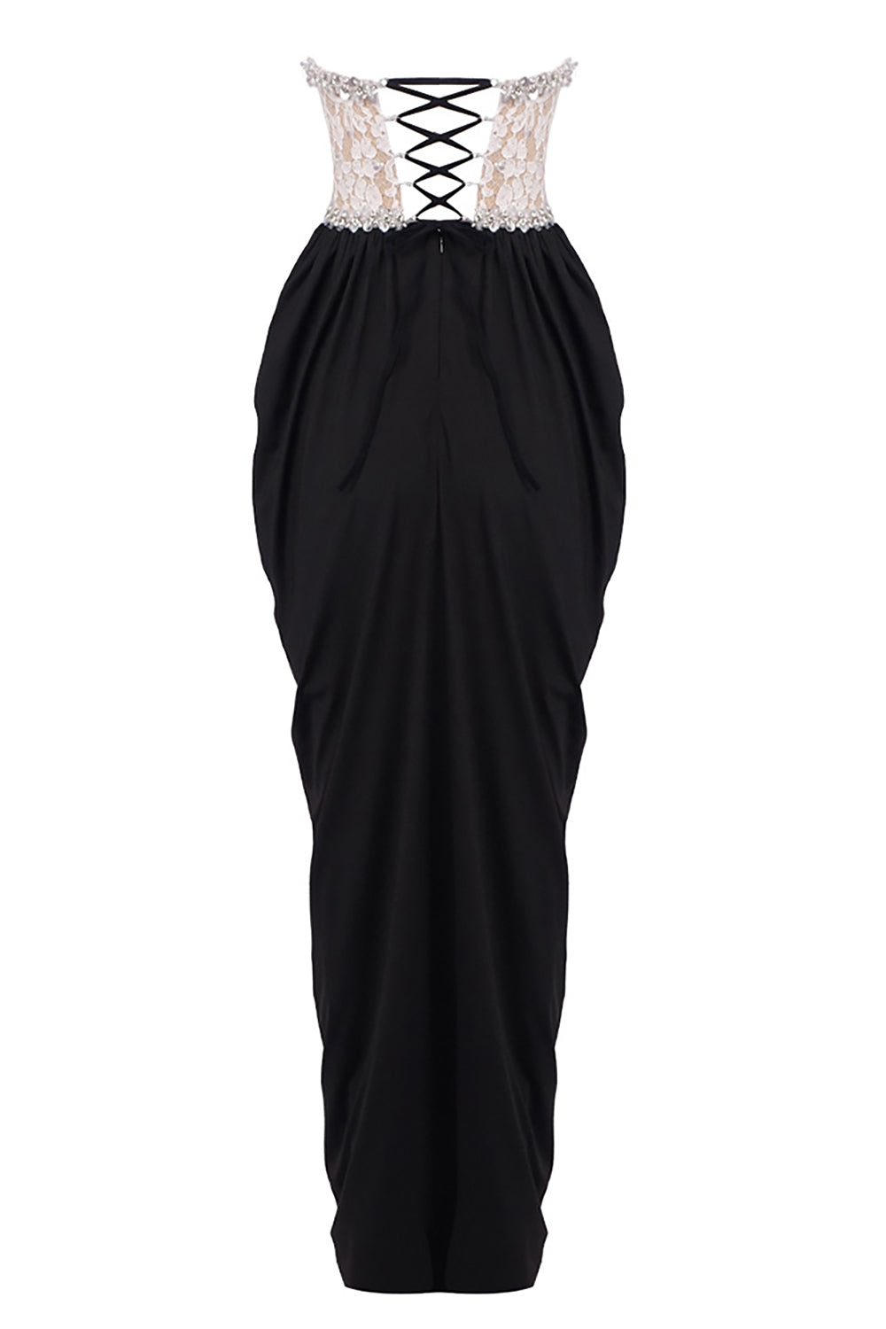StraplessLace-Paneled Maxi Dress