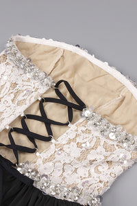 StraplessLace-Paneled Maxi Dress