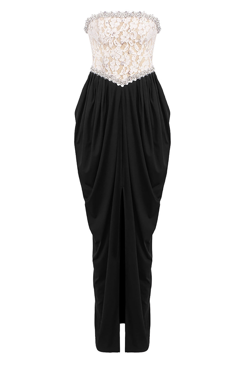 StraplessLace-Paneled Maxi Dress