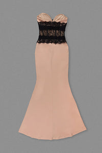 Strapless Lace Corset Maxi Bandage Dress