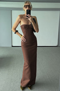 Strapless Linear Suiting Gown