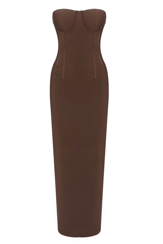 Strapless Linear Suiting Gown