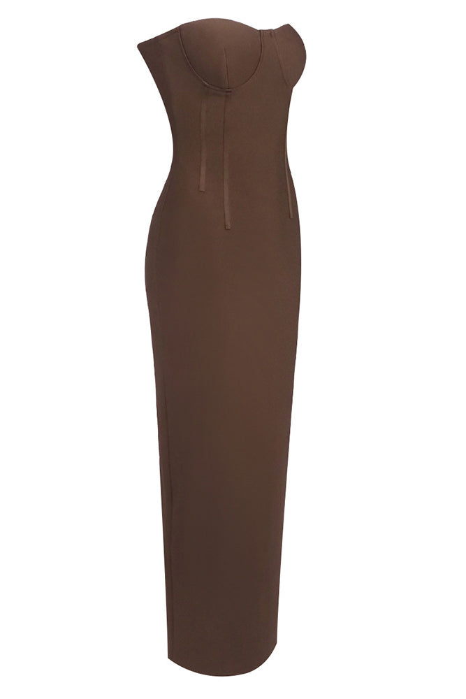 Strapless Linear Suiting Gown