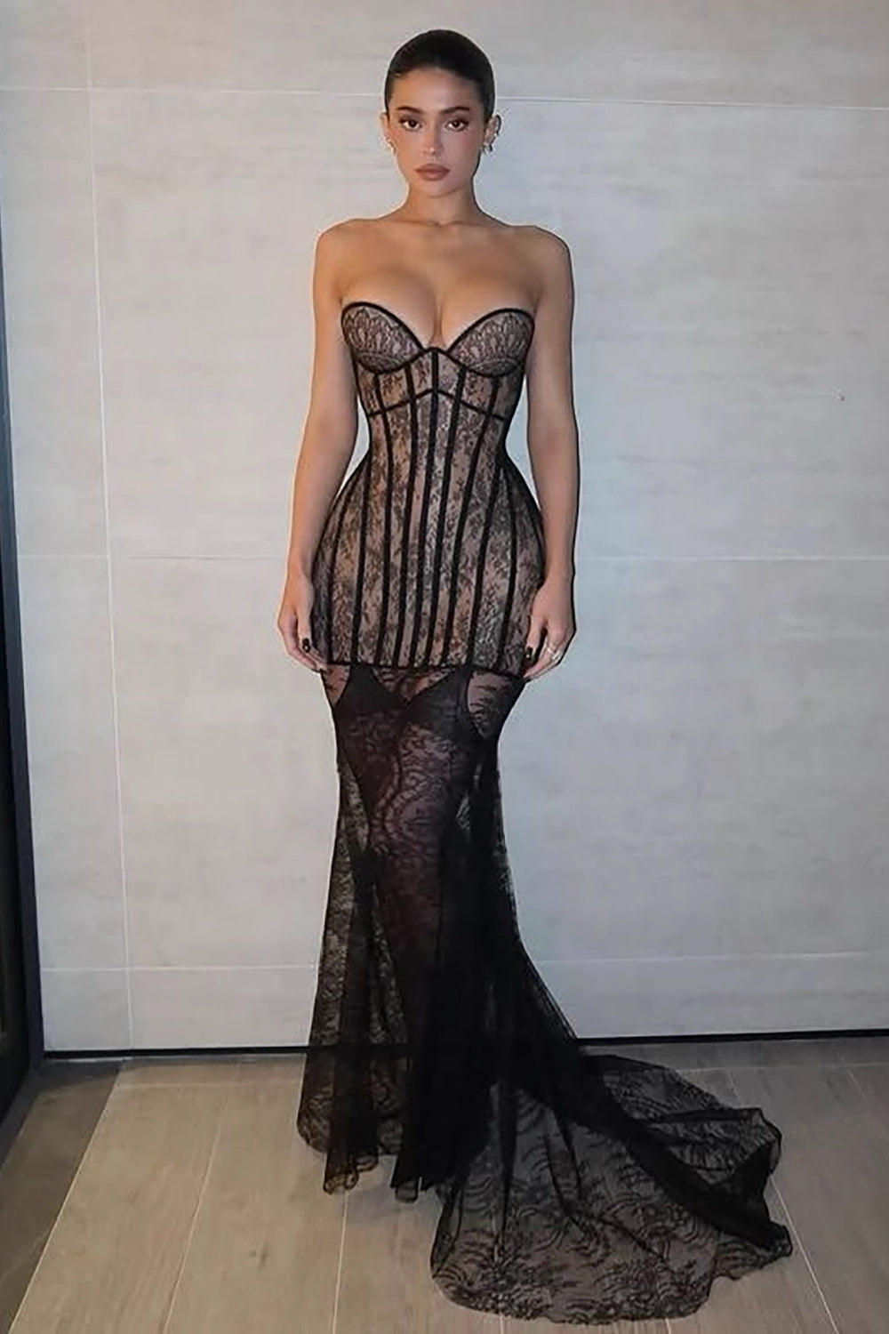 Strapless Long Lace Corset Gown