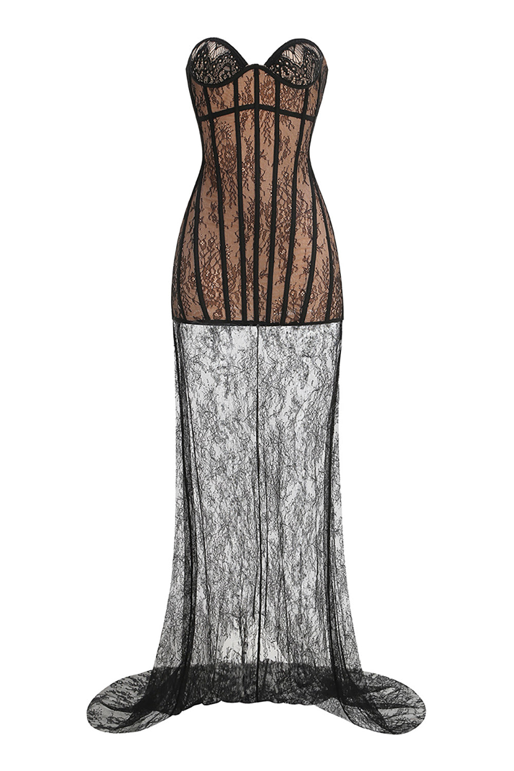 Strapless Long Lace Corset Gown