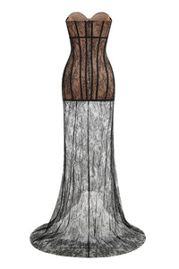 Strapless Long Lace Corset Gown