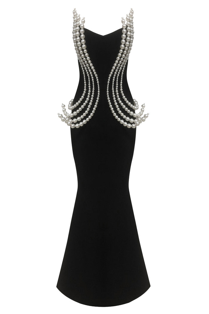 Strapless Pearl Embellished Maxi Dress