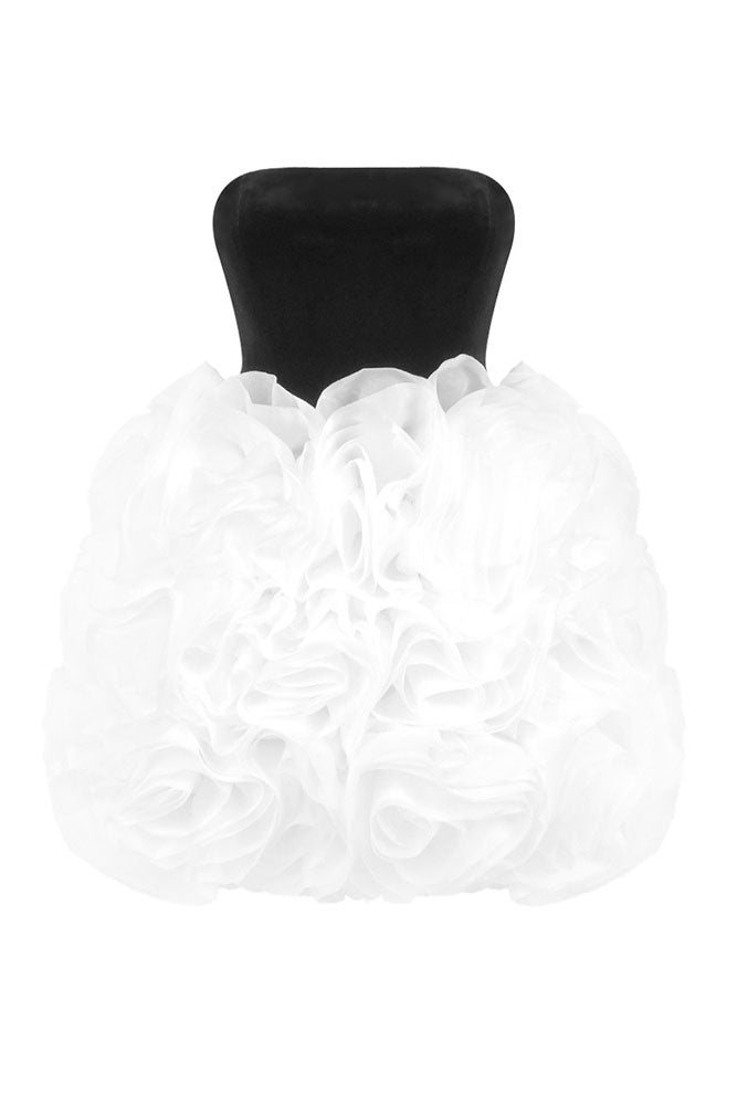 Strapless Petal-layered Velvet Mini Dress IULOVER Strapless Petal-layered Velvet Mini Dress IULOVER