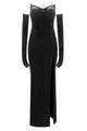 Strapless Rhinestone Velvet Long Dress