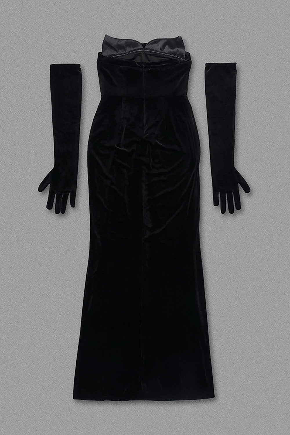 Strapless Rhinestone Velvet Long Dress