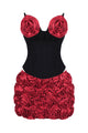 Strapless Rose Floral Corset Bandage Dress