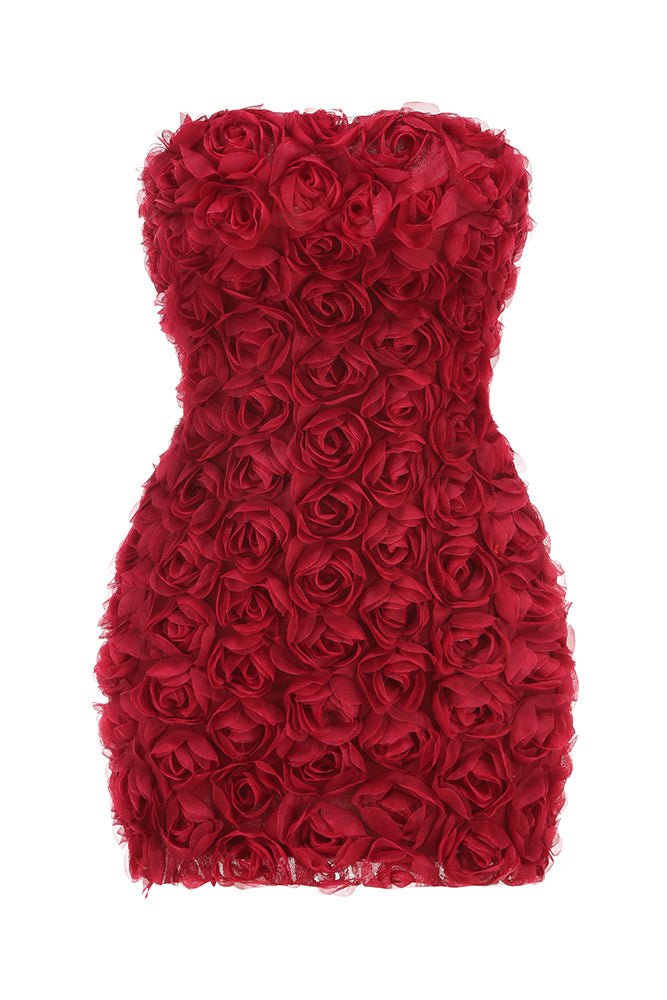 Strapless Rose Embelllished Mini Dress – IULOVER