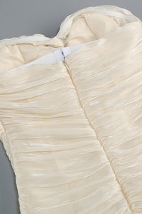 Strapless Ruffled Pleated Gown