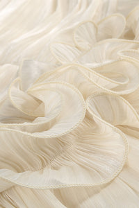 Strapless Ruffled Pleated Gown