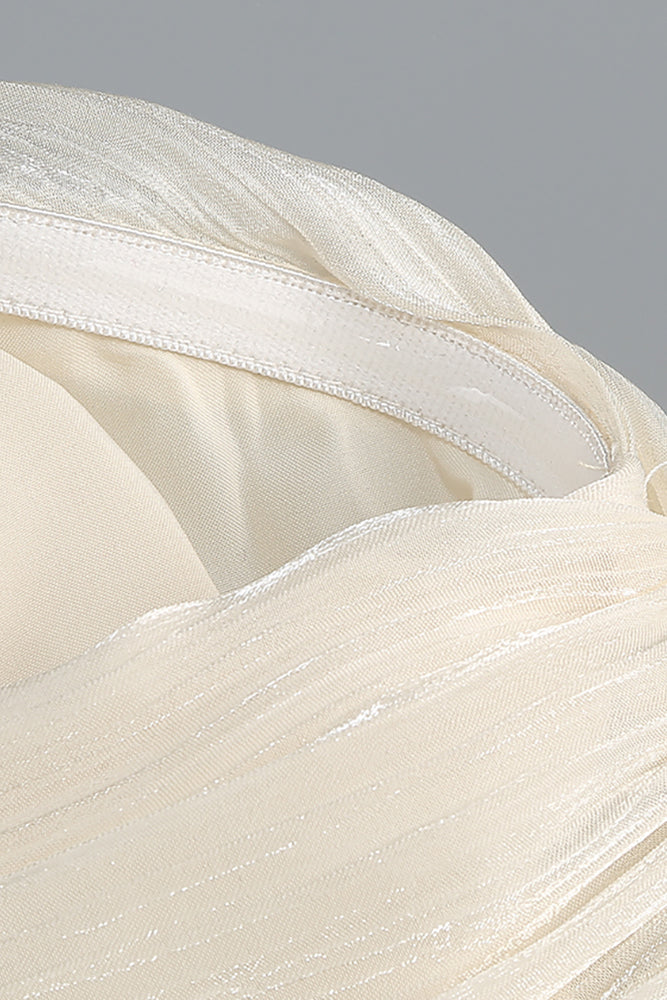 Strapless Ruffled Pleated Gown