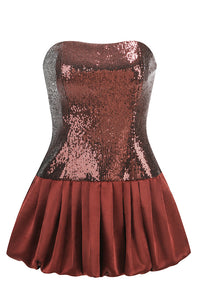 Strapless Sequin Bubble Mini Dress