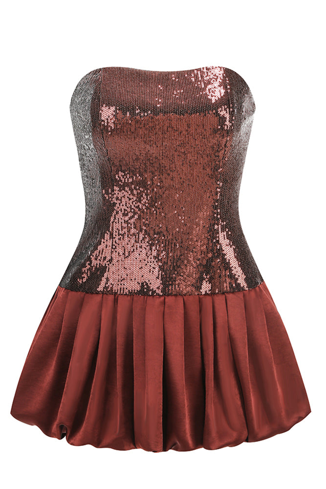 Strapless Sequin Bubble Mini Dress