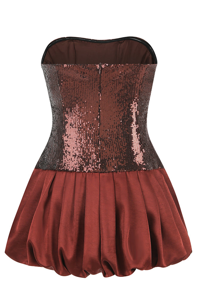 Strapless Sequin Bubble Mini Dress
