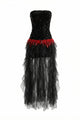 Strapless Sequin Feather Cascading Evening Dress
