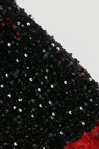 Strapless Sequin Feather Cascading Evening Dress