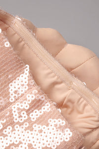 Strapless Sequin Maxi Dress in Champagne