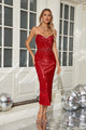 Strapless Sequin Midi Dress